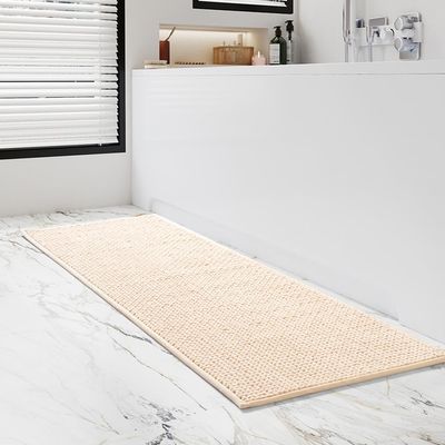 ACFFVBW Bath Mat Chenille Bath Mat Non Slip Bathroom Floor Mat,Super Absorbent Floor Mat Mould Bathmat Bath Rug for Bathroom/Bathtub/Kitchen,Quick Drying(Beige,40x120cm)
