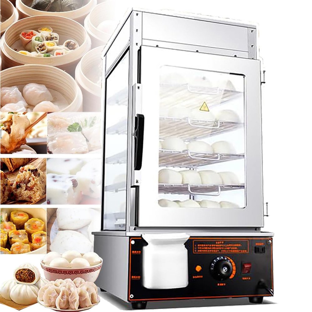KJLYLPP Commercial 5-Layer Steamed Bun Machine, 1200W Electric Food, 30-110 Temperature Range, for Store Canteens - Easy Steaming/Insulation Steamed Buns