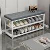 DLYZAYE Shoe Storage Bench with Cushion, 2 Tiers Shoe Rack Shoe Cabinet with Padded Seat and Open Compartments, for Living Room Lounge Hallway Bedroom Front Door Doorway view 2