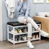 DLYZAYE Shoe Storage Bench with Cushion, 2 Tiers Shoe Rack Shoe Cabinet with Padded Seat and Open Compartments, for Living Room Lounge Hallway Bedroom Front Door Doorway view 3