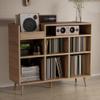 Record Player Stand, Turntable Shelf with Vinyl Storage up to 500 Albums, Vinyl Record Holder Shelf with Power Outlet Sideboard Buffet Cabinet with Storage Accent Cabinets for Living Room (Brown) view 1