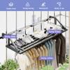 Adjustable Handle Balcony Railing Drying Rack, Holder Hanging Laundry Rack, Carbon Steel Material, Compact And Concise Design, for Bed Linen, Clothing, Socks, Balcony Drying Rack(Gray,40cm (15.74in)) view 2