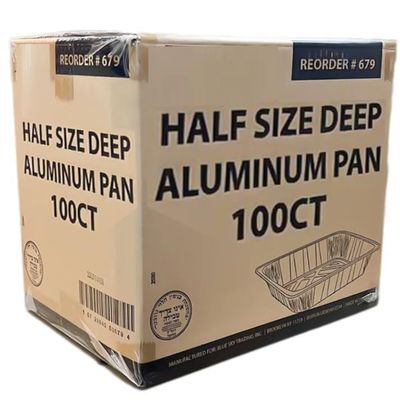 VeZee Wholesale 913 Deep Half Size Regular Weight Aluminum Pan Without Lids | Heavy Duty Foil Trays for Baking Roasting Meal Prep | Best Food Containers for Parties Storage | 200 Count