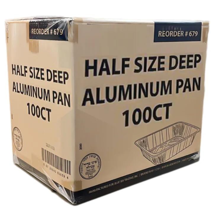 VeZee Wholesale 913 Deep Half Size Regular Weight Aluminum Pan Without Lids | Heavy Duty Foil Trays for Baking Roasting Meal Prep | Best Food Containers for Parties Storage | 200 Count