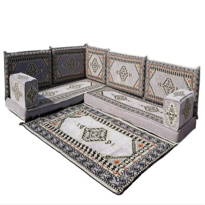 arabicsofa L Shaped Jalsa Floor Seating Set  Handmade Arabic Majlis with Backrest Pillows