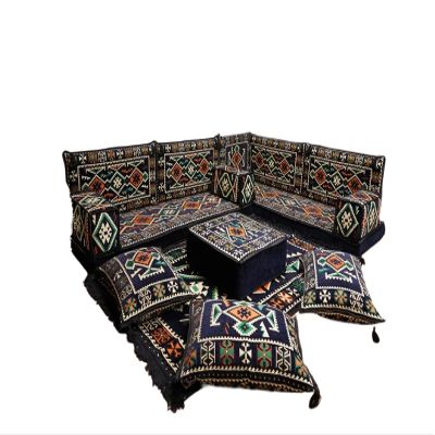 arabicsofa L Shaped Jalsa Floor Seating Set Handmade Arabic Majlis with Backrest Pillows