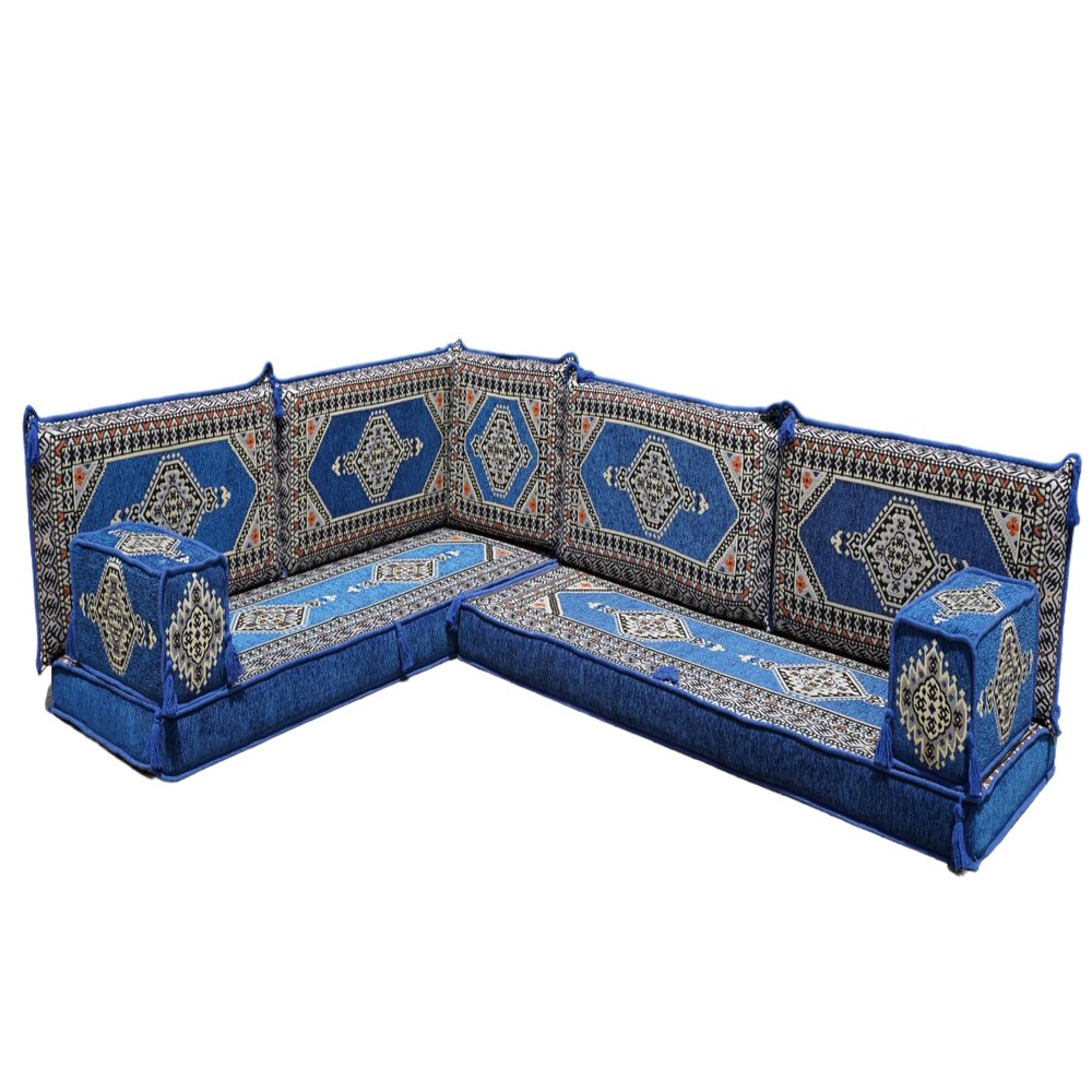 arabicsofa L Shaped Jalsa Floor Seating Set  Handmade Arabic Majlis with Backrest Pillows