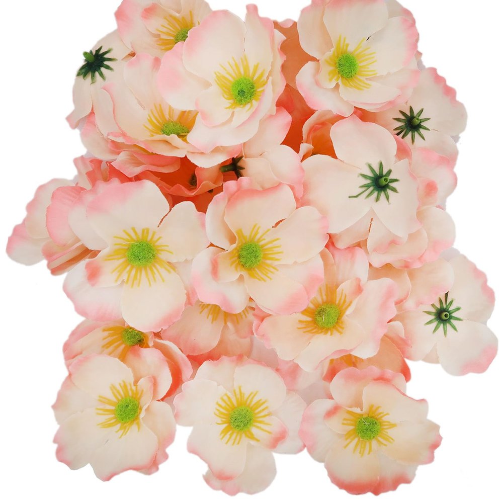 20pcs Artificial Flower Fake Poppy Flower Heads, Faux Poppy Flower Heads, Simulation Flower Heads for DIY Handmade Office Flower Arrangement Wedding Photography Party Home Decoration(Light Red)