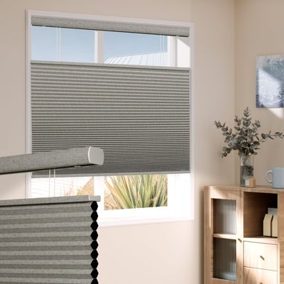 MoDanCeQ Linen Pattern Top Down Bottom Up Cellular Cordless Shades, 1.5" Blackout Fabric Honeycomb Blinds for Windows, Windows Shades for Home, Living Room, Bedroom, Light Beige, 74" W x 78" H