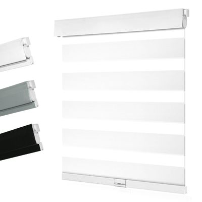 Boolegon No Drill No Tools Zebra Blinds,White Blackout 20" Wx48 H