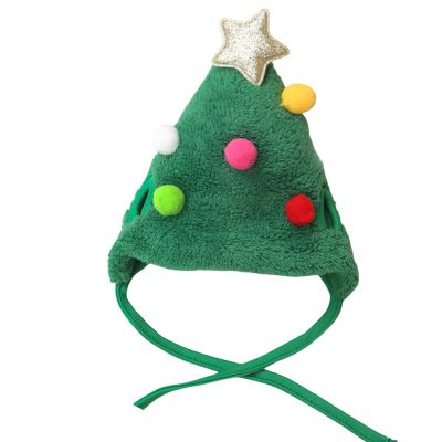 WBANGIAO Reindeer Christmas Tree Headwear Hat for Pet Decorations Reindeer Star Pompoms Christmas Dog Headwear Photo Props.Green hat Colorful Balls.S