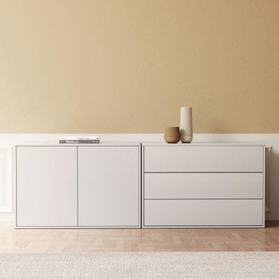 NessCarsti Set of 2 Modular Matte Buffet Cabinets with Storage (63" W)