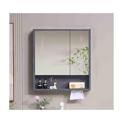 JHIAADEY Mirror Cabinet,Bathroom Mirror Cabinet,Mirror Medicine Cabinet wall Mounted,Bathroom wall Mirror Cabinet,Door Bathroom Mirror with Storage Cabinet,(Gray,70cm/27.5in)