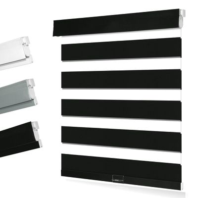 Boolegon No Drill No Tools Zebra Blinds,Black Blackout 41.5" Wx56 H