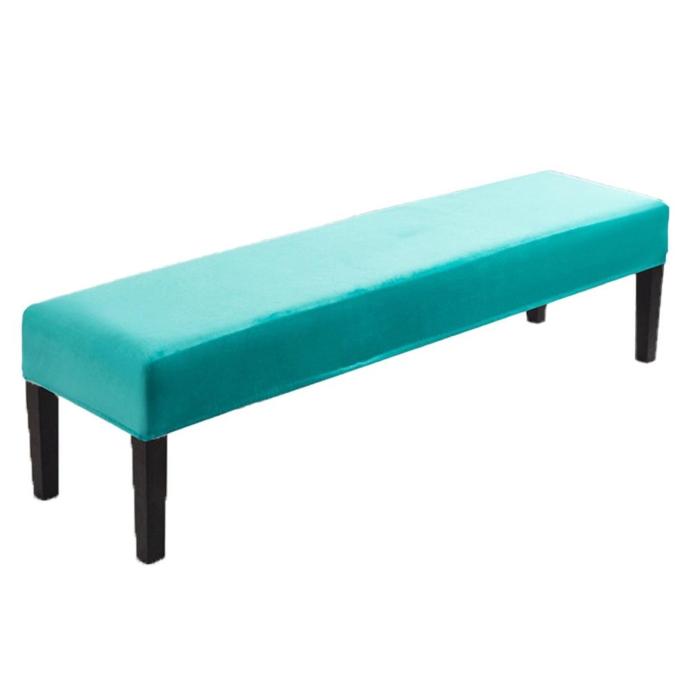 JACOJE Velvet Dining Bench Cover Removable Bench Slipcover Stretch Bench Seat Furniture Protector Dining Chair Slipcovers for Living Room and Kitchen(Grn A)