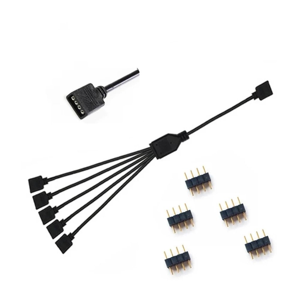 30cm Motherboard Aura Splitter Line RGB Hub 30cm Extension Cable MOD Interface 5V 3PIN 12V 4PIN Extender Water Cooler Custom(12V 1 to 5)