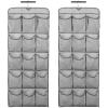 2Pcs Non Woven Fabric Hanging Shoe Organizer Foldable Double Sided Wardrobe Hanging Shoe Bag Visible 30 Pockets Hanging Shoe Storage Bag for Shoes Scarf US(2,grey) view 1