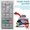 2Pcs Non Woven Fabric Hanging Shoe Organizer Foldable Double Sided Wardrobe Hanging Shoe Bag Visible 30 Pockets Hanging Shoe Storage Bag for Shoes Scarf US(2,grey) view 2