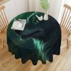 HKMNTGD Round Thanksgiving Tablecloth Green Wolf Printed Christmas Round Table Cloths for Dining Room Buffet Banquet Parties Holiday Dinner 70 Inch view 3