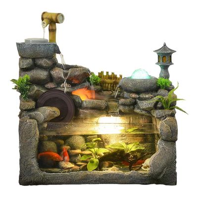 Tabletop Water Fountain Resin Tabletop Fountain Desktop Fountain and Fish Tank Indoor Decoration Rockery Fish Pond Water Fountain Atomization Humidification Natural Landscape Art Home Decoration for H