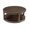 40inch Large Curved 2 Tier Traditional Round Circle Wooden Center Coffee Table,Mid Century Rounded Table with Wheels,Table for Living Room, (Dark Brown + Soild Wood) view 1