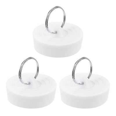 uxcell 3 Pcs Rubber Sink Plug, Bathtub Drain Stopper Fit for 1-5/8" to 1-3/4" Drain Sink Stopper Seal with Hanging Ring for Bathroom Kitchen Laundry, White