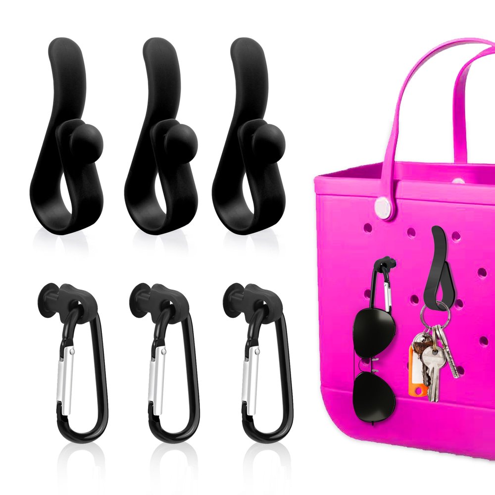 BestStone 6Pcs Accessories Inserts Hooks for Bogg Bag, Carabiner Keychain, Key Holder Charms, Compatible with Small & Large Bogg Bags, Beach Bag Organizer