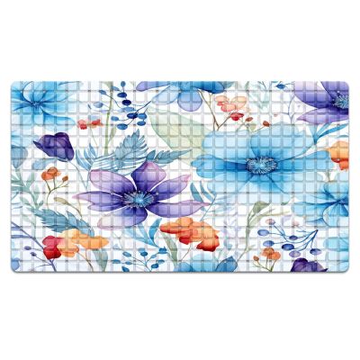 Bath Tub Shower Mat Non Slip 26.8in x 15in Large Bath Mat with Suction Cups Kids and Elderly Bathtub Mats Blue Flower