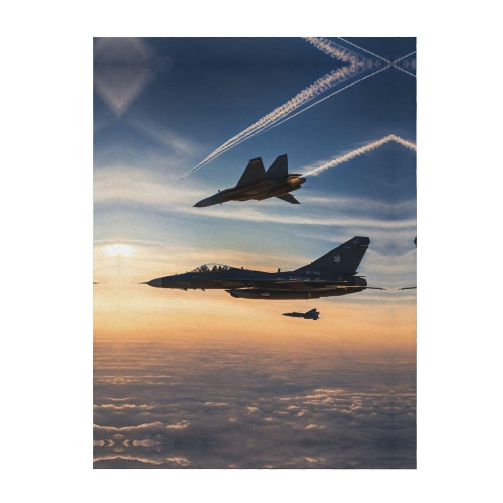 Aircraft Fighter Jets Print Blanket, Soft Flannel Blanket,Cute Throw Blanket,Lightweight Sofa Bed Travel Blankets