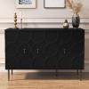 MROJISC Sideboard Buffet Cabinet with Storage, 47" Accent Cabinet with Decorative Carved Pattern Doors, Credenza Storage Cabinet for Living Room, Kitchen, Dining Room, Hallway, Black view 1