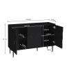 MROJISC Sideboard Buffet Cabinet with Storage, 47" Accent Cabinet with Decorative Carved Pattern Doors, Credenza Storage Cabinet for Living Room, Kitchen, Dining Room, Hallway, Black view 2