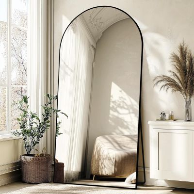 ABSWHLM Oversized Full Length Mirror 78x38 Inch - Wall Mounted or Standing Floor Mirror with Aluminum Alloy Frame, Shatterproof Tempered Glass - Modern Mirror for Bedroom, Living Room, Closet, Black