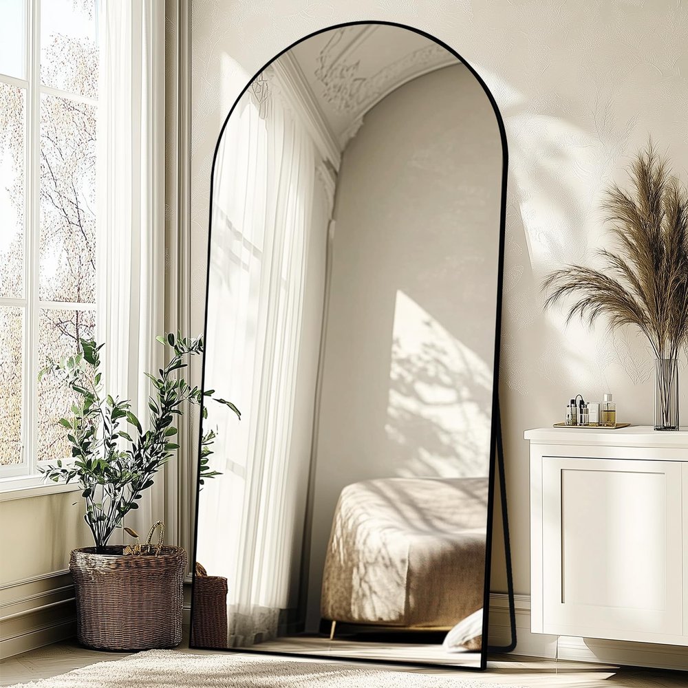 ABSWHLM Oversized Full Length Mirror 78x38 Inch - Wall Mounted or Standing Floor Mirror with Aluminum Alloy Frame, Shatterproof Tempered Glass - Modern Mirror for Bedroom, Living Room, Closet, Black