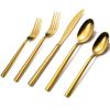 Alata Cube Gold 20-Piece Flatware Set, Forged Cutlery Set, Mirror Finish Silverware Service for 4, Stainless Steel Tableware with Square Handle for Home/Restaurant, Dishwasher Safe view 1
