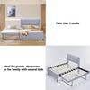 anwickjeff Full Size Upholstered Platform Bed with Trundle, Trundle Can Be Flat or Erected, Modern Bed Frame with Linen Headboard for Boys Girls and Adults,No Box Spring Needed view 3