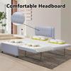anwickjeff Full Size Upholstered Platform Bed with Trundle, Trundle Can Be Flat or Erected, Modern Bed Frame with Linen Headboard for Boys Girls and Adults,No Box Spring Needed view 4