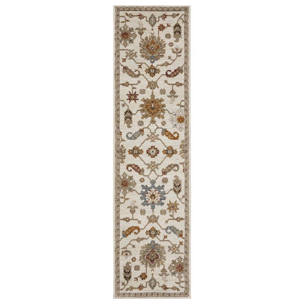 Oriental Weavers Andorra Area Rug - 2419B - 2'3" x 8' - in Ivory/Multi - Vintage Inspired, Stain Resistant, Family and Pet Friendly, Entryway, Hallway Runner Rug