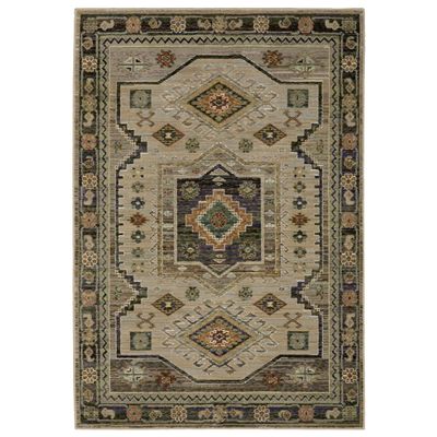Oriental Weavers Andorra Area Rug - 2442D - 1'10" x 3'2" - in Grey/Green - Vintage Bohemian Style, Stain Resistant, Family and Pet Friendly, Entryway, Bathroom Accent Rug
