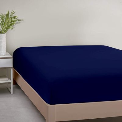 1000TC Fitted Sheet - Ultra Soft & Breathable - 100% Egyptian Cotton - 16" Inch Deep Pocket - Hotel Quality Bottom Sheet - 1 Fitted Sheet Only (Twin XL, Navy Blue)