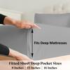 1000TC Fitted Sheet - Ultra Soft & Breathable - 100% Egyptian Cotton - 12" Inch Deep Pocket - Hotel Quality Bottom Sheet - 1 Fitted Sheet Only (Short Queen, Light Grey) view 2
