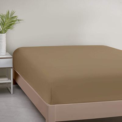 1000TC Fitted Sheet - Ultra Soft & Breathable - 100% Egyptian Cotton - 16" Inch Deep Pocket - Hotel Quality Bottom Sheet - 1 Fitted Sheet Only (Super Queen, Taupe)