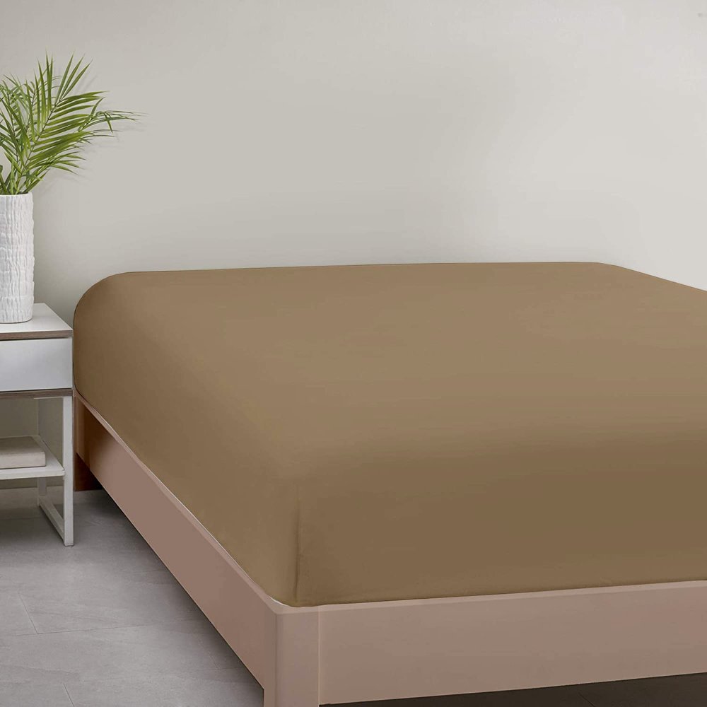 1000TC Fitted Sheet - Ultra Soft & Breathable - 100% Egyptian Cotton - 16" Inch Deep Pocket - Hotel Quality Bottom Sheet - 1 Fitted Sheet Only (Queen, Taupe)