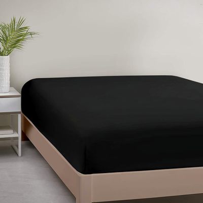 1000TC Fitted Sheet - Ultra Soft & Breathable - 100% Egyptian Cotton - 12" Inch Deep Pocket - Hotel Quality Bottom Sheet - 1 Fitted Sheet Only (King, Black)