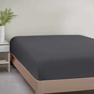 1000TC Fitted Sheet - Ultra Soft & Breathable - 100% Egyptian Cotton - 8" Inch Deep Pocket - Hotel Quality Bottom Sheet - 1 Fitted Sheet Only (Super Queen, Dark Grey)