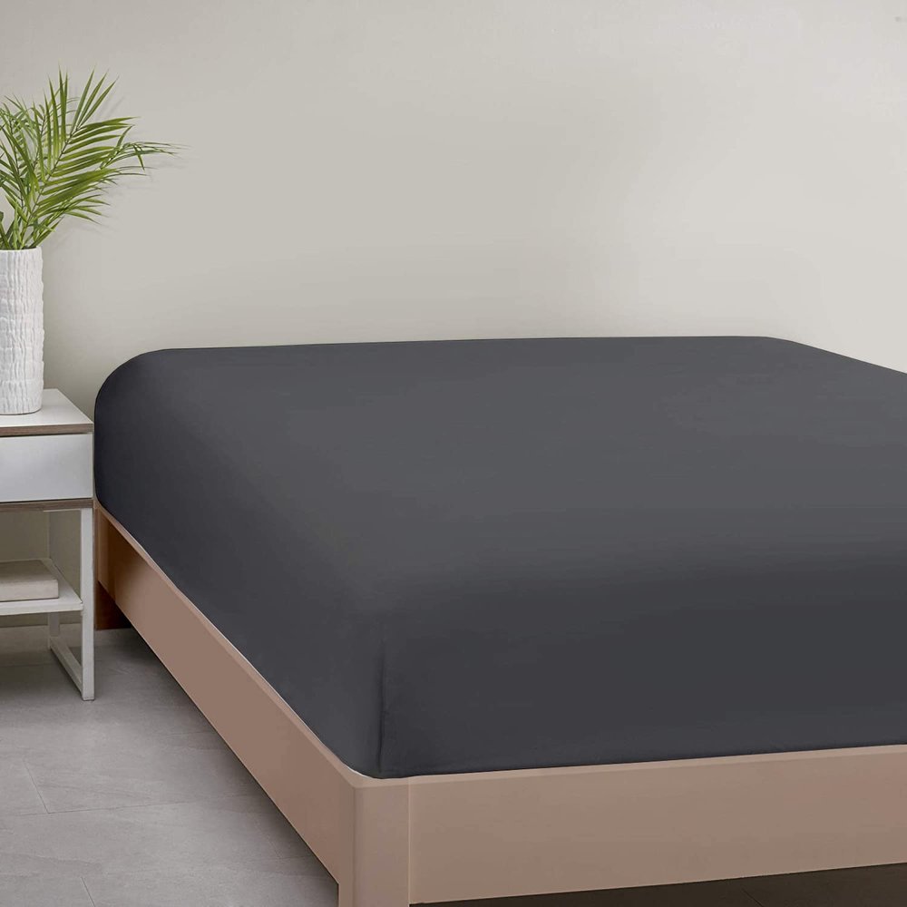 1000TC Fitted Sheet - Ultra Soft & Breathable - 100% Egyptian Cotton - 8" Inch Deep Pocket - Hotel Quality Bottom Sheet - 1 Fitted Sheet Only (Super Queen, Dark Grey)