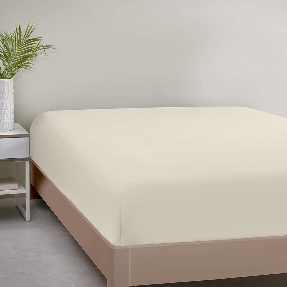 1000TC Fitted Sheet - Ultra Soft & Breathable - 100% Egyptian Cotton - 16" Inch Deep Pocket - Hotel Quality Bottom Sheet - 1 Fitted Sheet Only (Super Queen, Ivory)