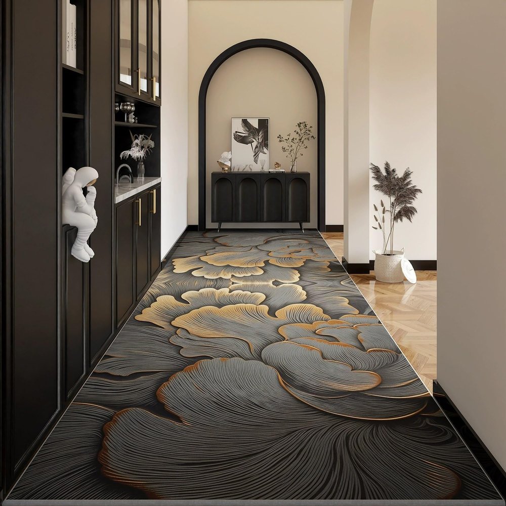 2x26ft Non Slip Hallway Runner Rug with Rubber Backing Soft Fuzzy Washable Low-Pile Carpet, Non-Shedding Stain Resistant Kitchen Mat for Laundry Living Room