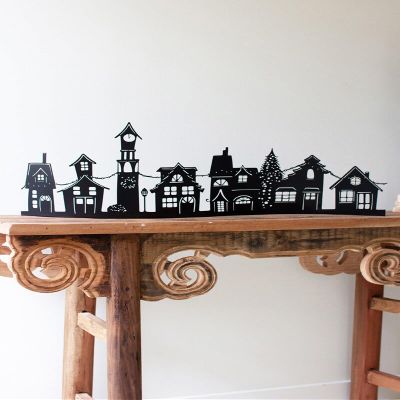 First of a Kind Kalalou Curved Black Metal Christmas Village