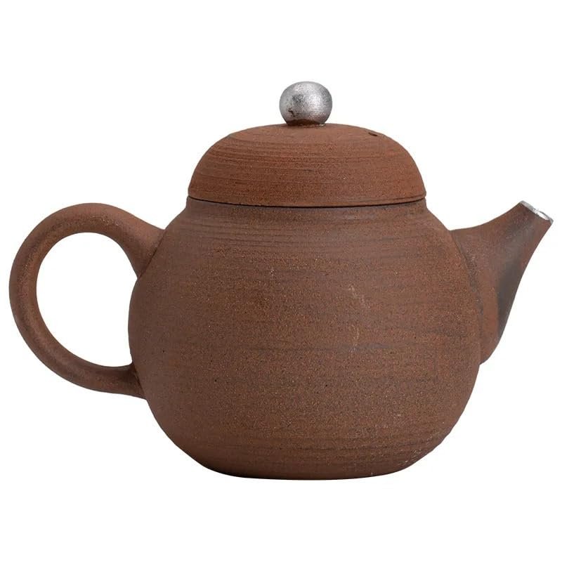 BABETRUE Teapot Old Rock Clay Teapot Chinese Style Coarse Pottery Handmade Household Teapot Tea Maker Multifunctional Small Teapot Tea Pots