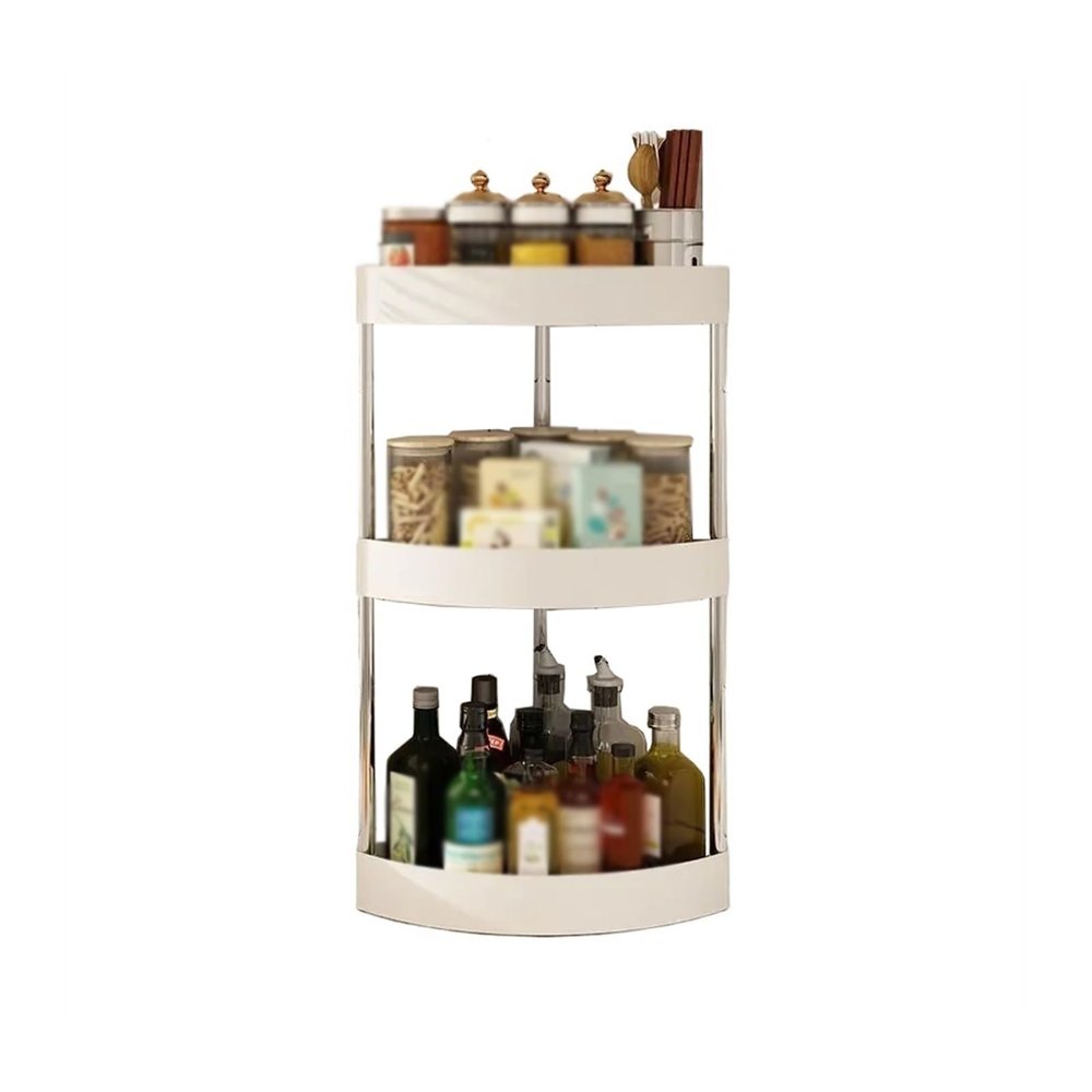 CFGH6FDF Spice Rack Organiser 3 Tier Spice Rack Storage Shelf Kitchen Bathroom Livingroom 90 Organizer Shelf Snack Cosmetic Holder for Kitchen Bath Room Seasoning Rack(White)